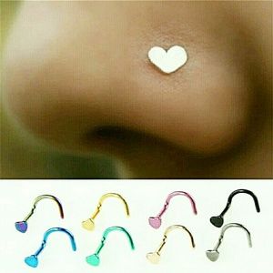 💋SOLID HEART SHAPE NOSE RING STUD!!!